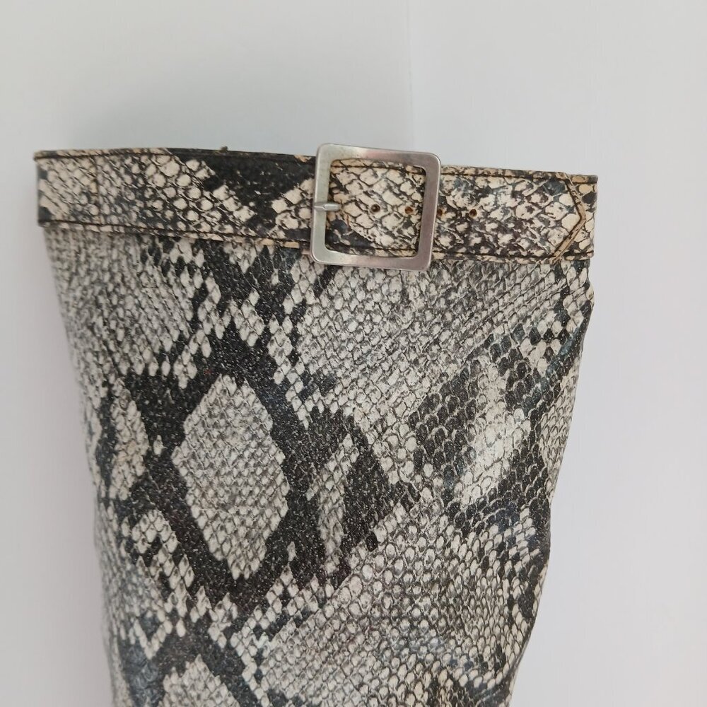 Vintage60's/70's  SnakePrint KneeHigh BlockHeel SquareToe Mod GoGoBoots Sz8 - Picture 4 of 14